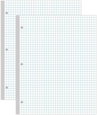 2-Pack A4 Grid Filler Paper 3-Hole Graph Paper 200Sheets / 400Pages Loose-Lea...