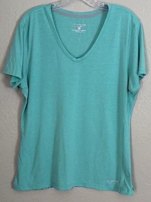 BROOKS Equilibrium Technology Women s V-Neck Tee XL Teal Blue