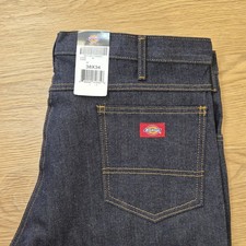 Dickies Regular Straight Leg Work Jeans Mens 38x34 Indigo Blue Tough Rigid NEW