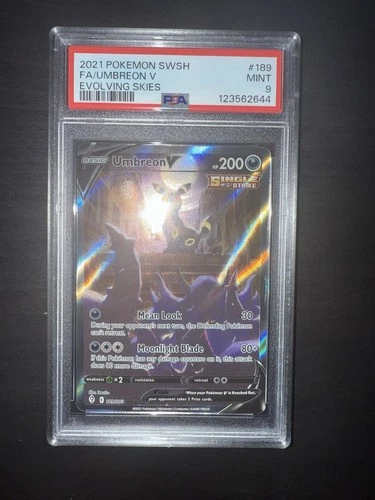 2021 POKEMON SWORD & SHIELD EVOLVING SKIES #189 FULL ART/UMBREON V PSA 9
