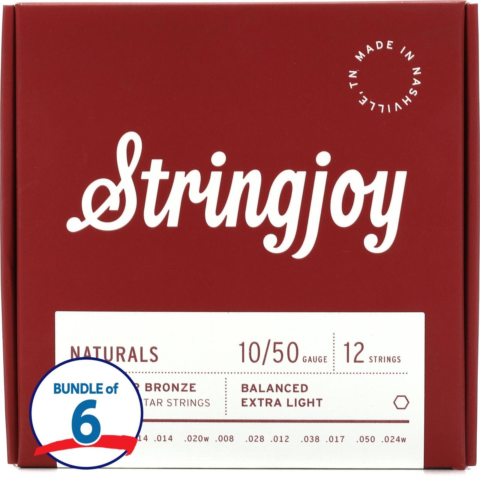 Струны для 12-струнной акустической гитары Stringjoy Naturals из фосфористой бронзы - Дополнительные 17890₽