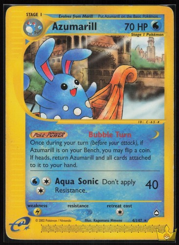 Azumarill 4/147 Aquapolis Pokemon Rare Moderately Played