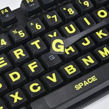 2PCS English Keyboard Stickers Large Letters English-balck/Green-full Set