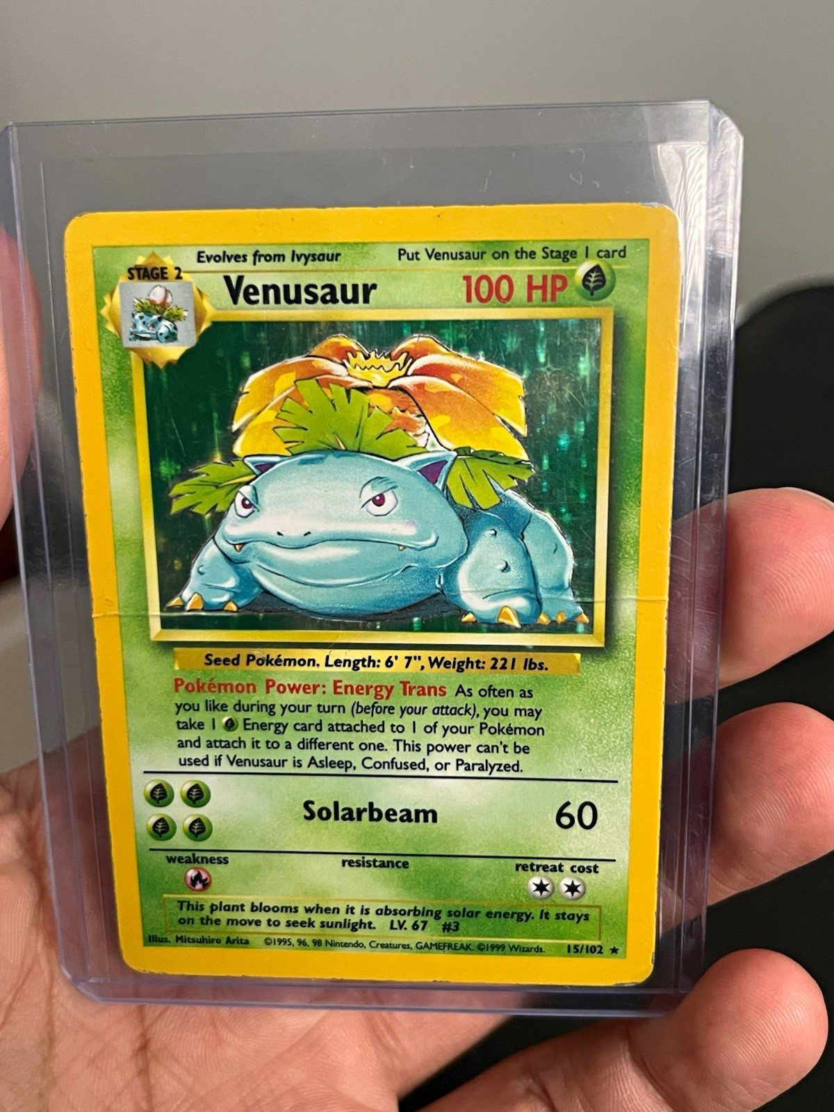 Pokémon TCG Venusaur Base Set Unlimited Holo Rare 15/102 100 HP English 1999