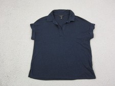 Banana Republic Shirt Womens Medium Blue Johnny Collar Linen Blend Top Ladies