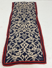VTG 80  s Vera Nuemann Women's Rectangle Scarf Navy Ivory Floral 50x10 in