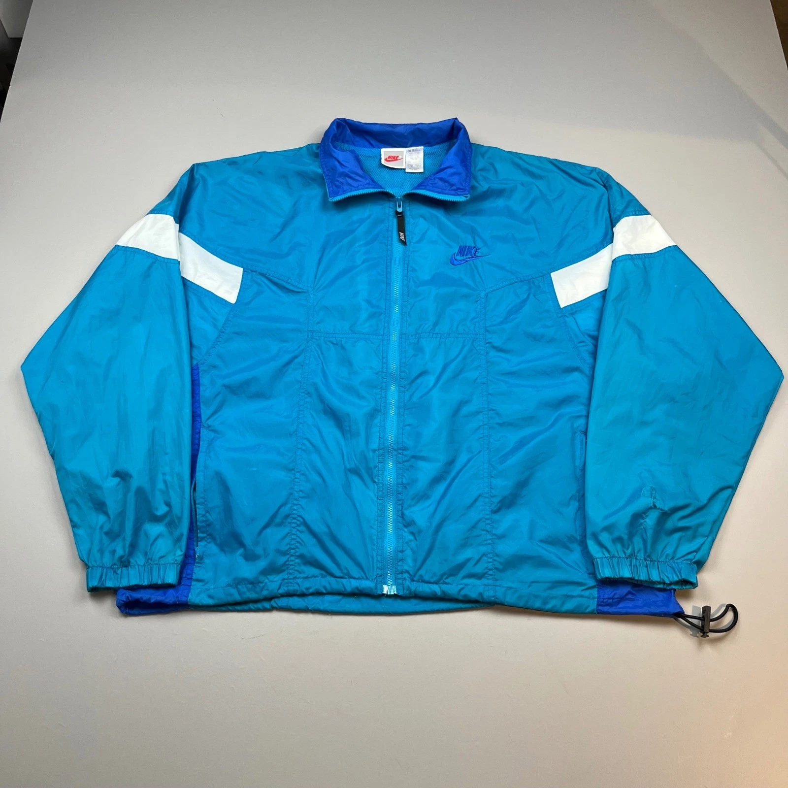 Nike Windbreaker Jacket Mens XL Blue Vintage Colorblock Full Zip Mesh Lined 8766