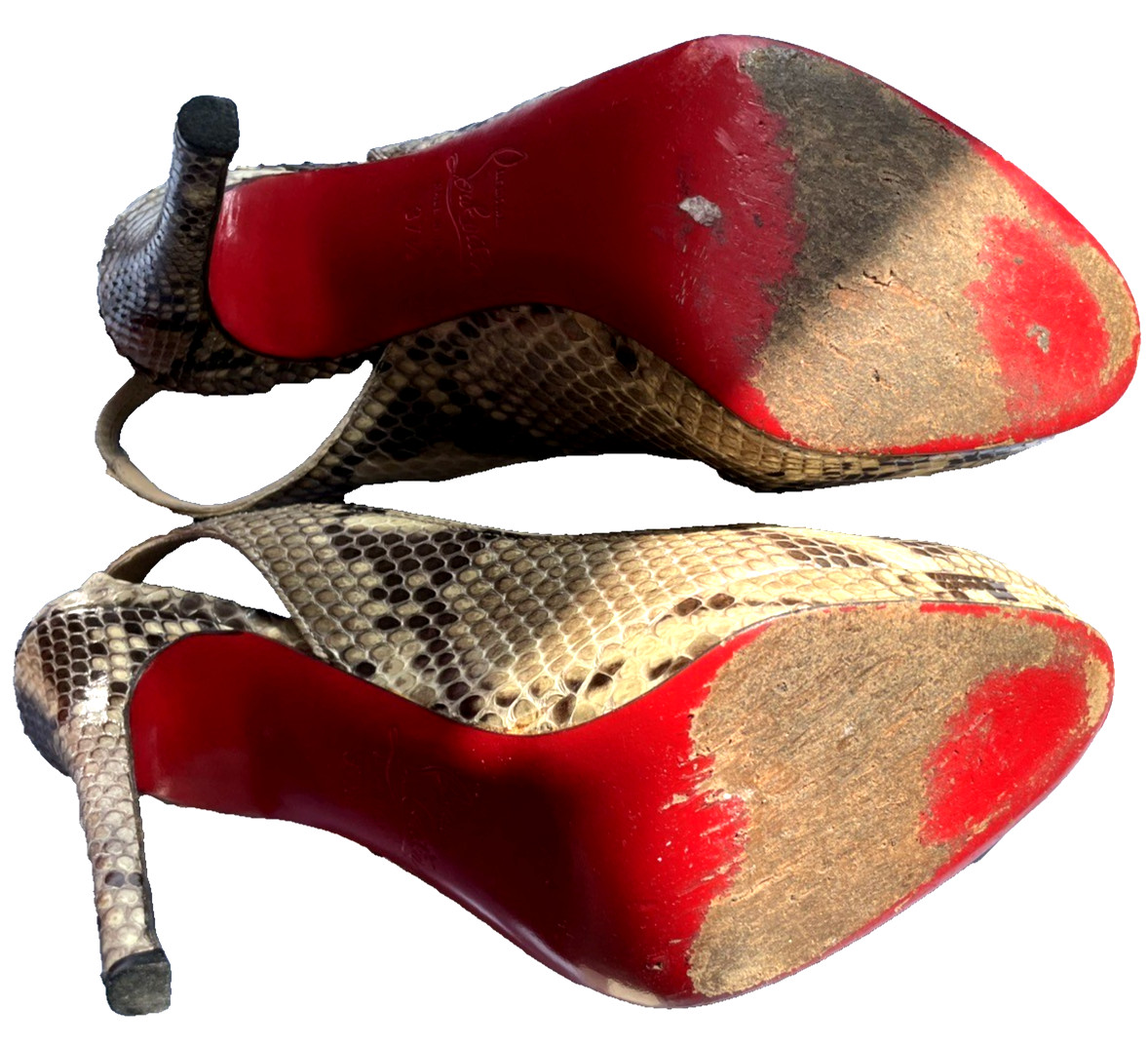 LOUIS VUITTON PARIS  PYTHON SLING BACK PLATFORM H… - image 5