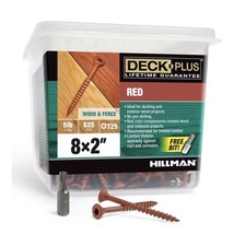 Tornillos exteriores para madera y cerca Deck Plus de 2 pulgadas recubiertos de epoxi #8 x 2", rojos
