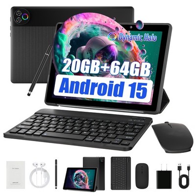 Tablet Android 15 IPS 10.1inch Display 5-Core Face ID Unlock Wifi 5G 64GB+1TB TF