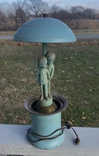 Rare- Walking In The Rain - Tom Sawyer And Becky Oil Lamp- Vintage