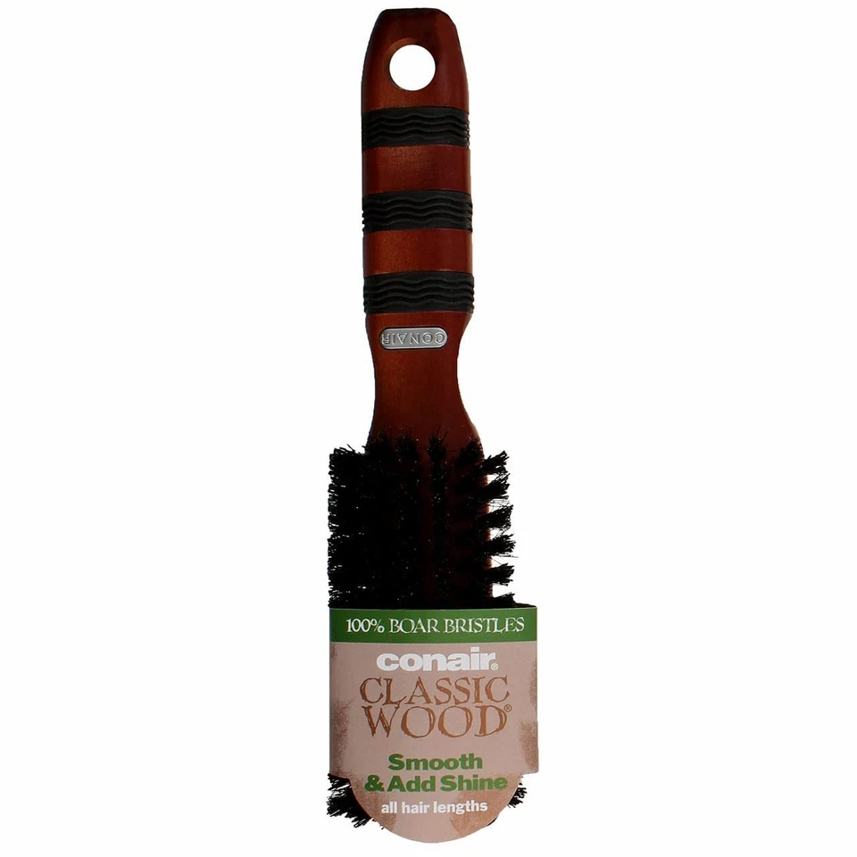 Conair Classic Wood All Purpose Hair Brush With Boar Bristles For All Hair Types - Image 2 of 3