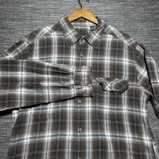 Field Stream Flannel Shirt Men's L Plaid Borwn Long Sleeve Pocket Button
