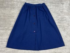 Brenda Johns Skirt Womens Medium Blue A-Line Polyester Blend Midi Made in USA