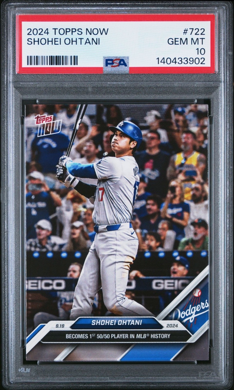 2024 Topps Now Shohei Ohtani 1st 50/50 Player in History #722 PSA 10 Gem Mint