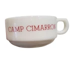 Vintage Milk Glass Camp Cimmaron Oklahoma Soup Mug Cup Bowl Red 50s 60s