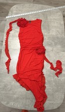 0119 Shein S Asymmetrical Ruffle Red Dress