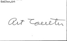 -Art Coulter- (d.2000) Signed/Autograph/Auto Index Card NY Rangers HOF NHL