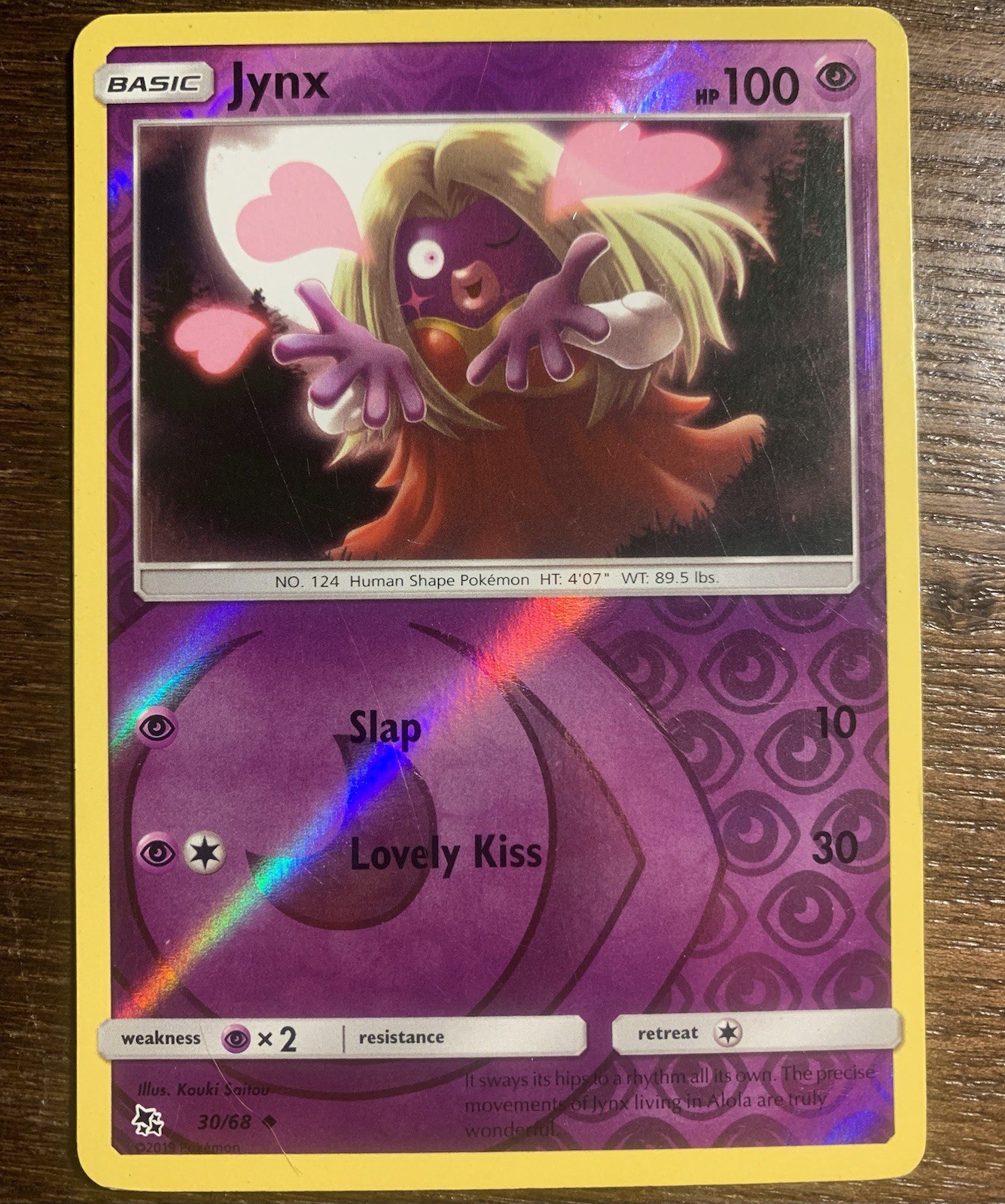 Jynx 30/68 LP/NM Reverse Holo Hidden Fates Pokemon Card blowing kisses hearts