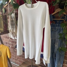Vintage Long Johns White Waffle Knit Thermal Long Sleeve Made In USA Mens XL