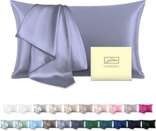 Luxurious Natural Mulberry Silk Pillowcase 20"X26"   Grayish Blue Cooling Com...