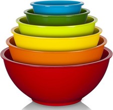 YIHONG 6 Piece Plastic Mixing Bowls Set, Colorful Serving Bowl for Rainbow 