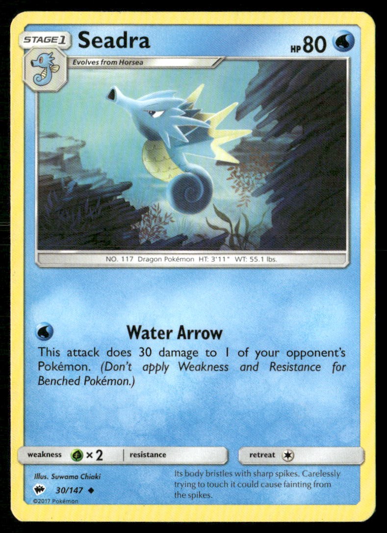 Seadra 30/147 Uncommon Burning Shadows Pokemon Heavily Played