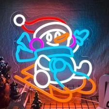 Snowman Neon Sign for Wall Decor Dimmable Christmas Neon Sign for Xmas Decora...
