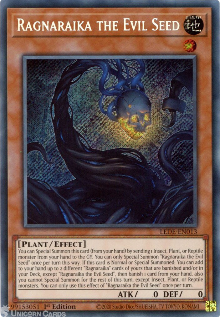 LEDE-EN013 Ragnaraika the Evil Seed : Secret Rare 1st Edition YuGiOh Card