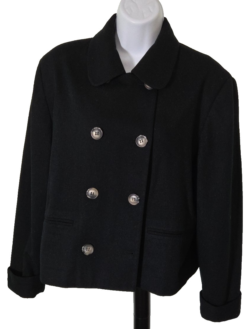 MIXIT Double Breasted Black 100% Wool Blazer Jacket Lined Women's size 12