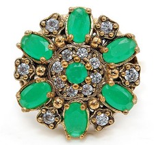 Ottoman Empire Style 3CT Treated Emerald 925 Sterling Silver Ring Sz 8 HB4