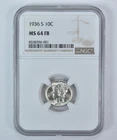 1936-S Mercury Dime MS64 FB NGC Brown Label