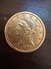 Authentic 1888 s gold 5 dollar liberty head coin