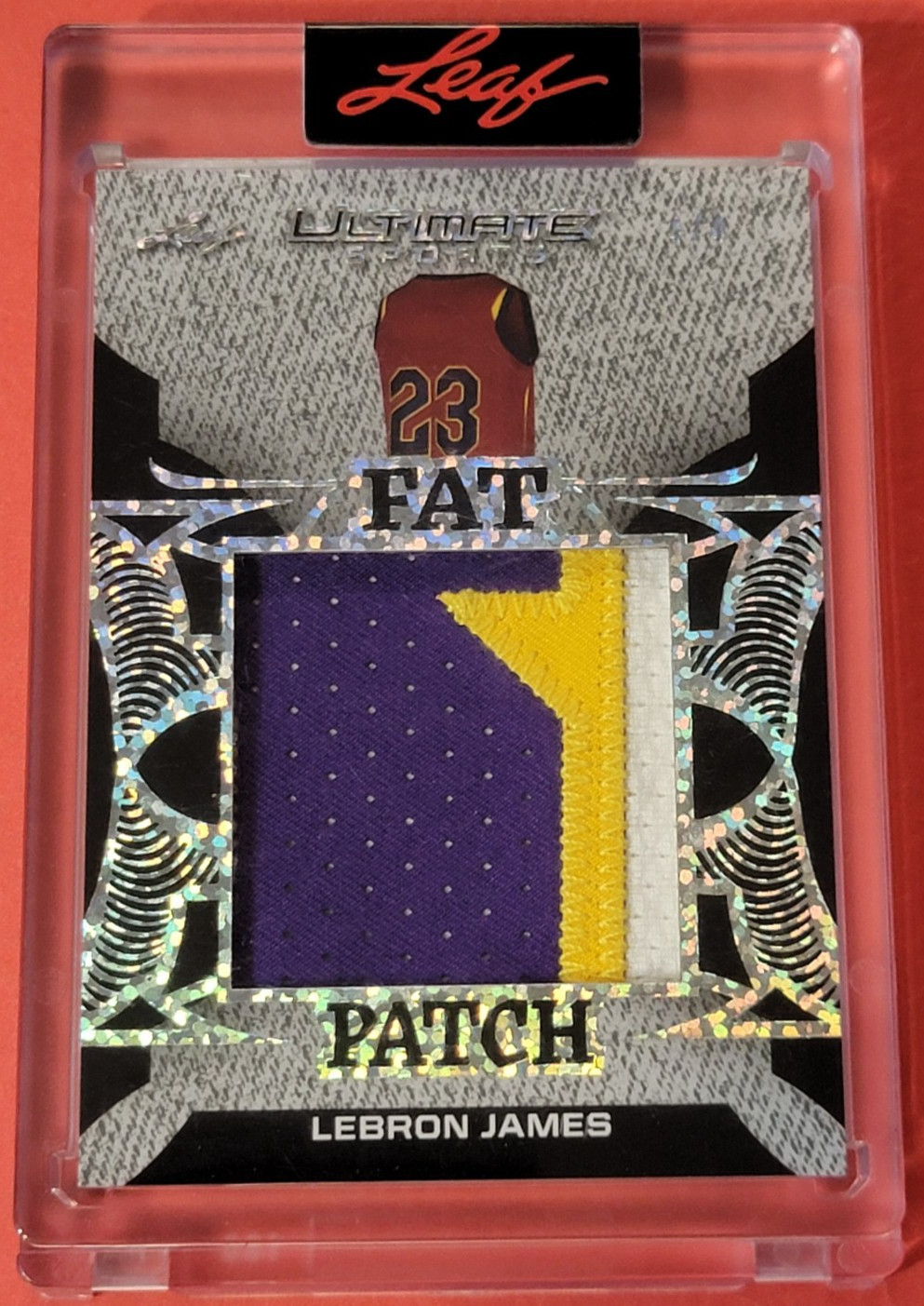 Lebron James GAME USED JERSEY PATCH CARD #d4/4 FAT PATCH 24 LEAF ULTIMATE LAKERS view 1