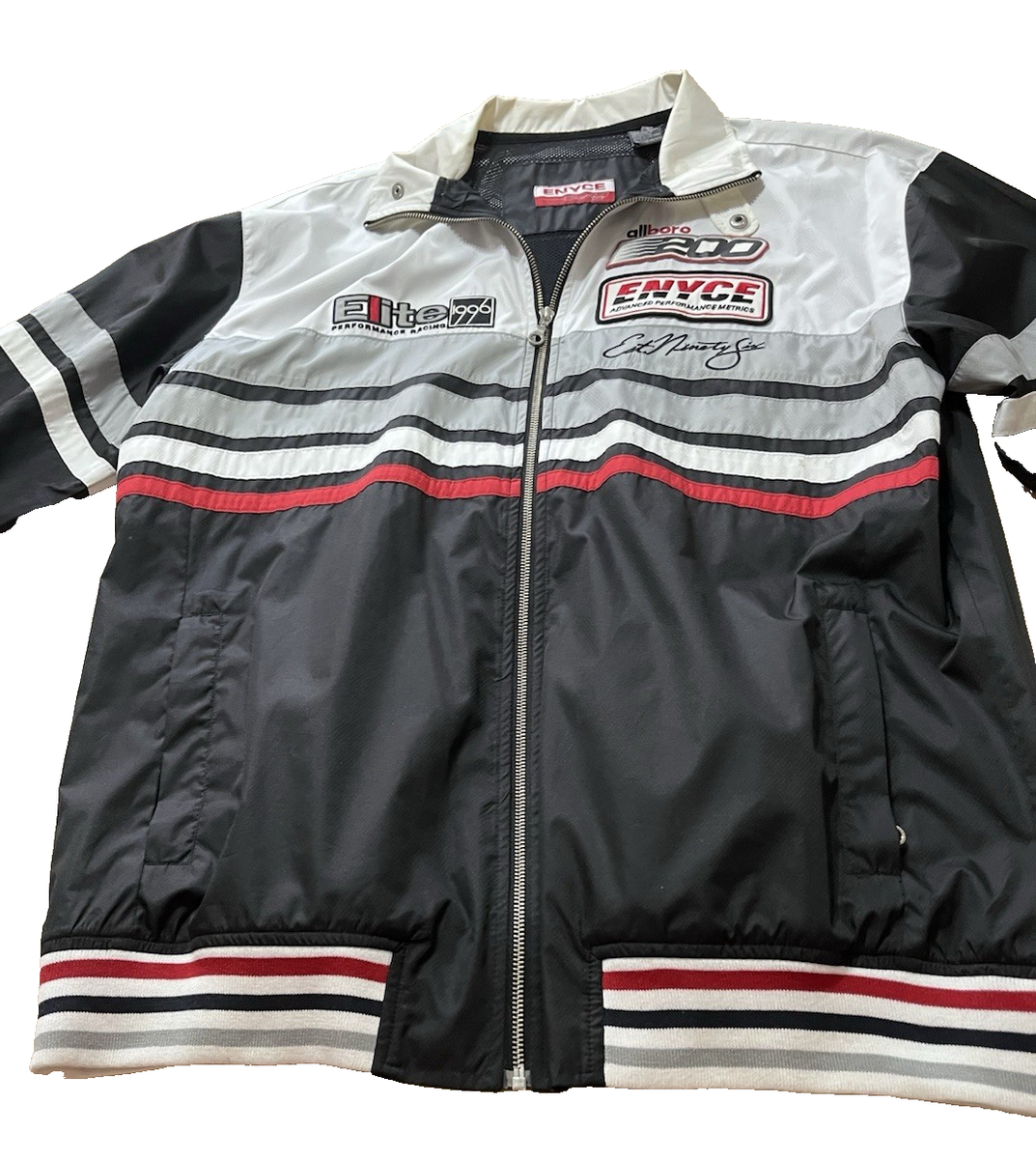 ENYCE パフォーマンスジャケット 211 Vintage Enyce Racing Jacket Mens Large Black/White Full Zip Hip
