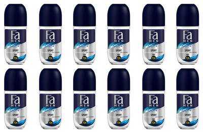 12x Fa MEN Sport Deo Roll-On Deodorant Zitrusgrüner Duft, 72h intensive Frische