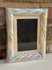 Vintage 90s Clear Picture Frame With Pastel Ribbons Inside Borders, 4x6 Inches