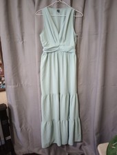 Shein Women's Sleeveless Dress Size Medium Greenish Blue Long Dress V Neck