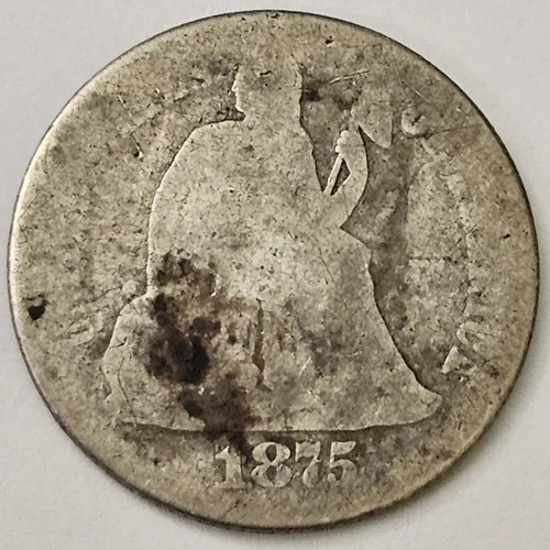 1875 CC Carson City 10c Cents Seated Liberty Dime AG Almost Good Details