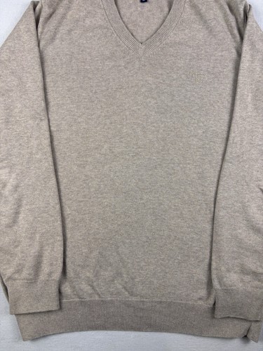 Barbour Maglione Uomo Extra Large Beige Misto Cotone Pullover Preppy Scollo V - Foto 3 di 8