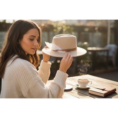 LiteFelt Packable Water Repellent Wool Fedora Hat Beige  display picture 2