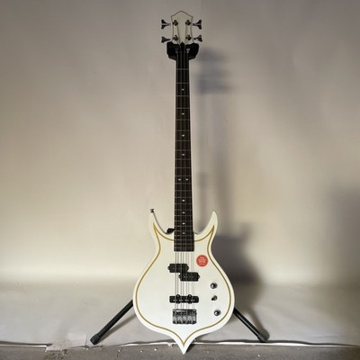 4 String White Peach Shaped Electric Bass Guitar Chrome Hardware Fast Ship