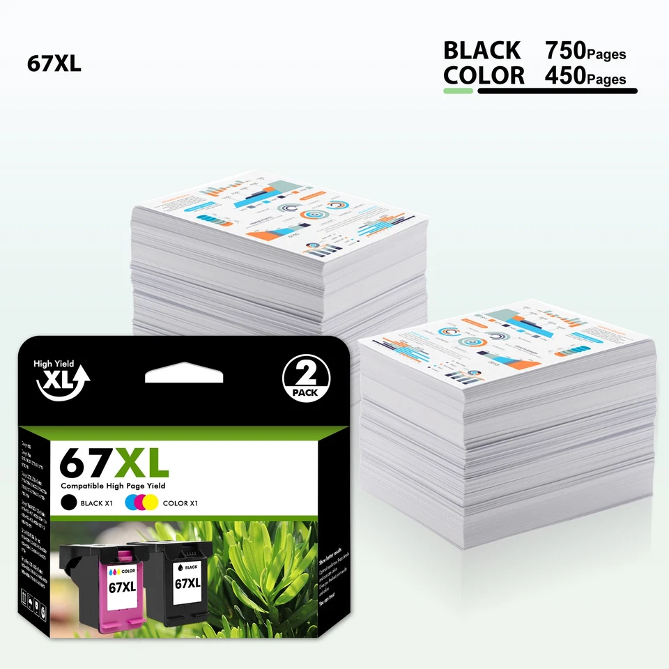 67XL Ink Cartridge for HP Ink 67 Deskjet 2700 2755 2855 4152 4155 Envy 6055 6455 - Image 3 of 4