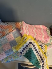 Lot Of 6 Handmade Crochet Baby Blankets