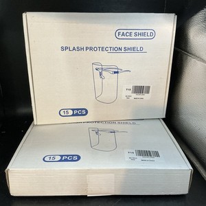 2 Boxes Of 15 Each Face Shield, Protective Anti-fog Adjustable Face Cover   27d