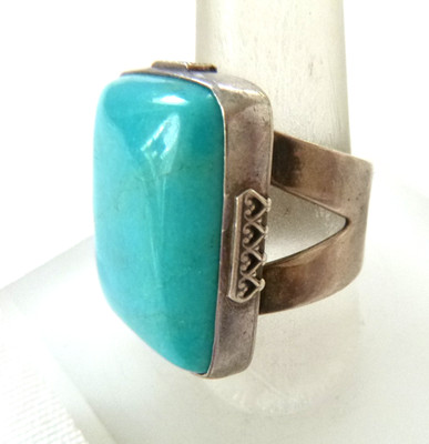 Jay King Minenfund großer länglicher Türkis Ring 925 Sterling Silber Gr. 7,5