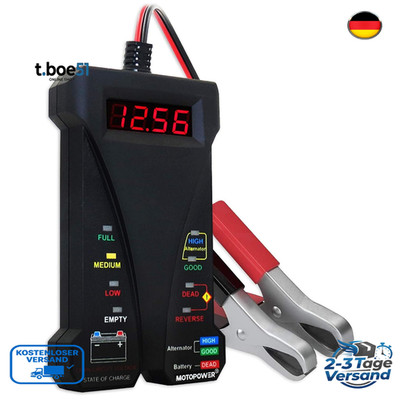 MOTOPOWER 12V Digitale Batterietester Voltmeter Ladesystem-Analysator mit LCD
