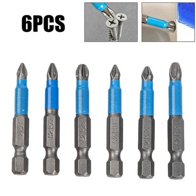 6pcs/set Non-slip Screwdriver Bit Set 50mm Length PH1/PZ1/PH2/PZ2/PH3/PZ3