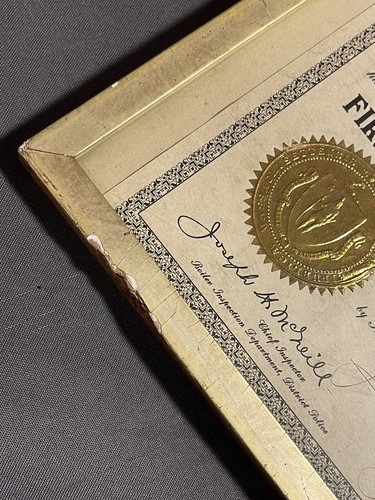 Antique Original Lemon Gold Frame w/ 1912 Engineer License  - Picture 9 of 13