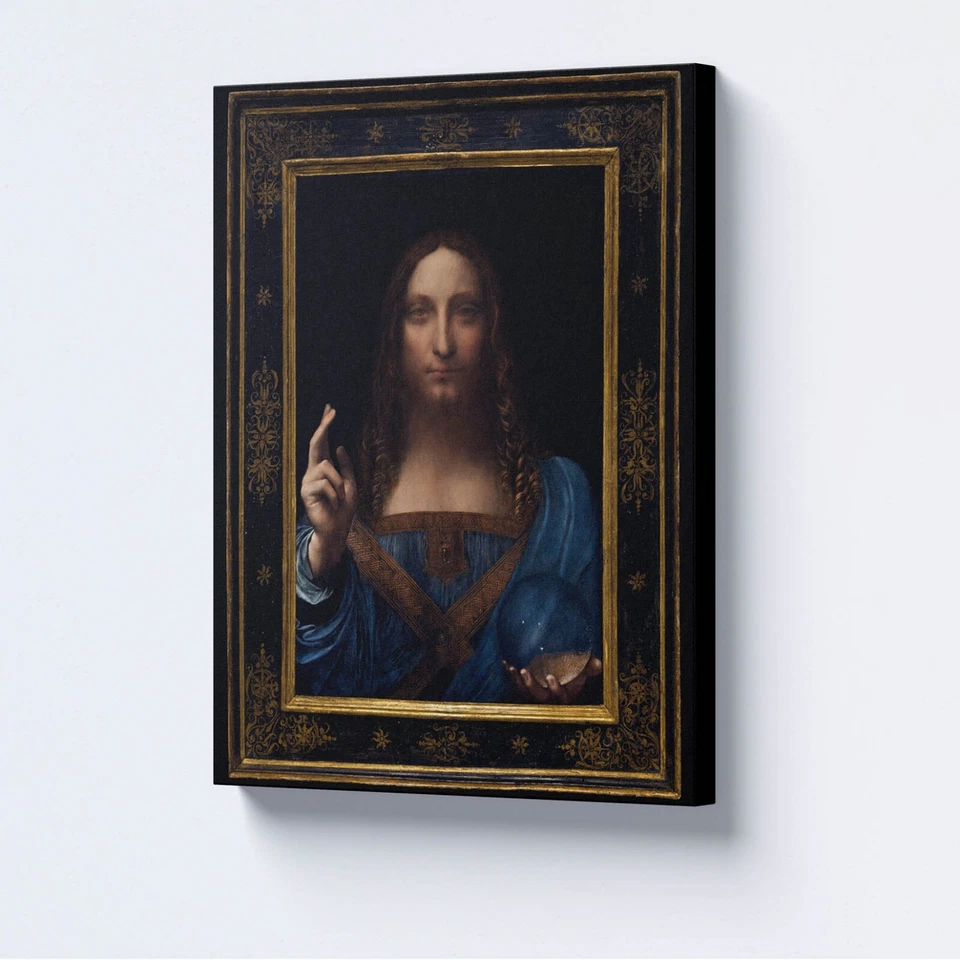 Riproduzione su Tela del "Salvator Mundi" di Leonardo da Vinci |Q1308| Stampa - Immagine 3 di 3